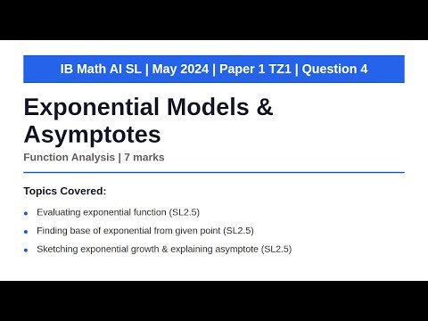 Exponential Models & Asymptotes | IB Math AI SL | May 2024 Paper 1 TZ1 Q4