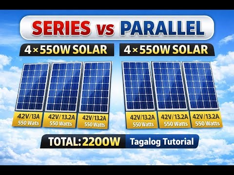 4x 550W Solar Panels in Series | 168V 13.2A 2200W Output VS Parallel Explained (Tagalog Tutorial)