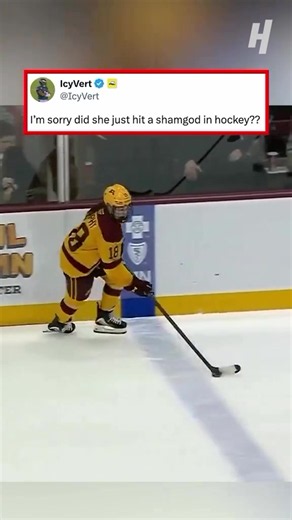 She’s TOO COLD for this move. 🥶🤯 (@Big Ten Network, h/t @icyvert/ig) #hockey #college #trickshot #hockeytiktoks #goal