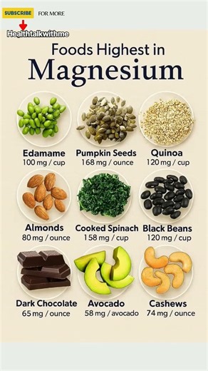 Foods Highest in Magnesium.Add this in your diet #healthylifestyle #healthtips
