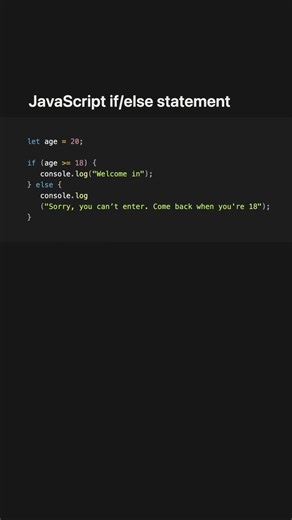 JavaScript If/Else statement Made Simple & Visual — Explained in LESS than 1 Minute