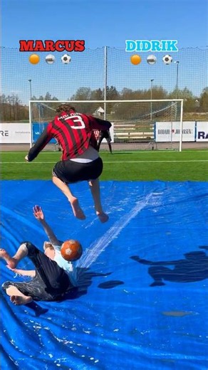 1v1 Slip and Slide Football Challenge ⚽️💦 #shorts