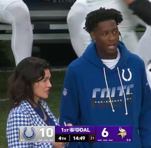 MLFootball on X: "TRENDING: This video of #Colts owner Carlie Irsay-Gordon and Sauce Gardner on the sideline today has gone viral. Indianapolis traded two 1st-round picks for Gardner last year and just fired its general manager. What do you notice about this video…? 😳" / X