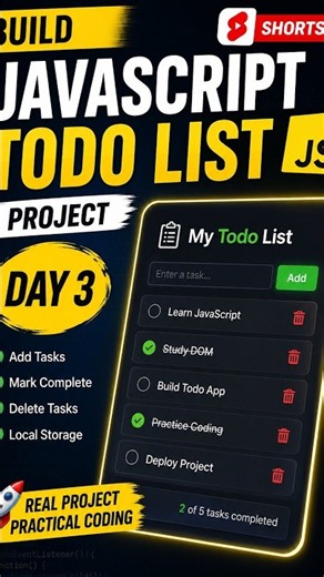 Build a JavaScript Todo List Project | Day 3 #js #project #programming #tutorial #javascript
