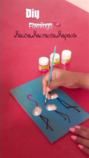 DIY Flamingo 🦩 #viral #trendingshorts #art #drawing #wallhangingcraftdecor #diy #painting