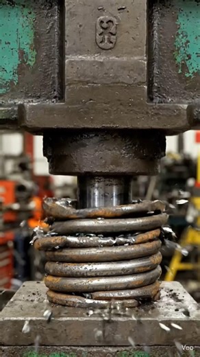 Hydraulic Press vs Red Hot Iron Coil Spring 🔥💥 | Ultimate Crushing Test!#hydraulicpress#shorts#viral