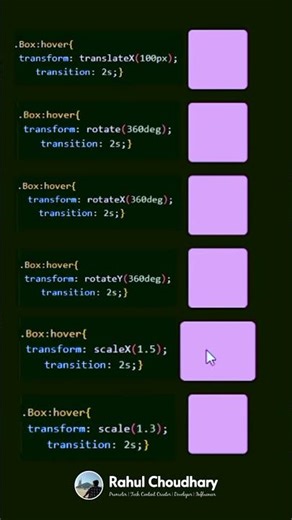 Transition and Transform property in #css | #html | #transformation #transitions #programming