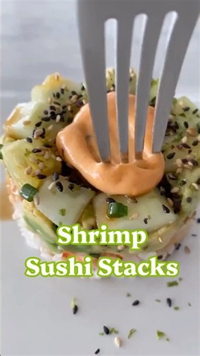 Easy Spicy Shrimp Sushi Stacks 🍤🥑🍣