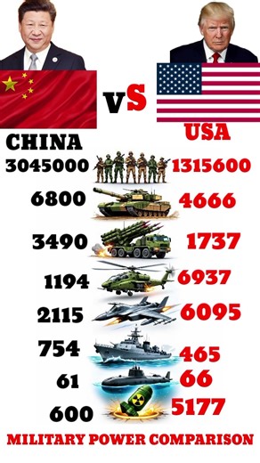 China vs USA Military Power Comparison 2025 #military #army #militarypower #powercomparison