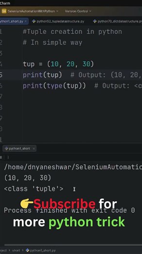 70 : Different Ways To Create Tuple in Python 😱🔥 | #shorts #pythonprogramming #pythonbeginners