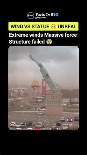 Statue of Liberty Replica Topples in Extreme Winds 😮