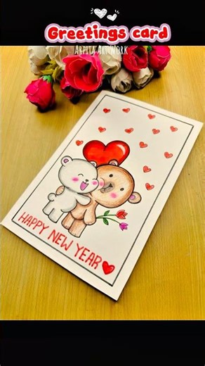 Happy new year greetings card for 2026 || how to make easy handmade greetings card ❤️#arpitaartwork
