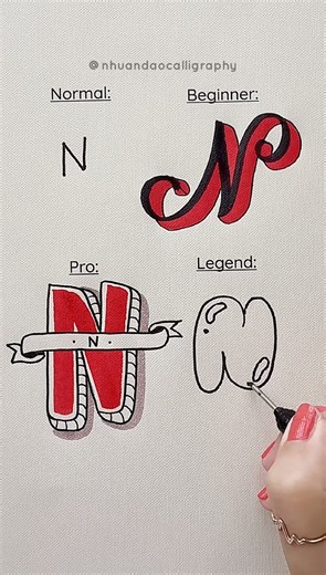 4 Ways to Write the Letter N #nhuandaocalligraphy