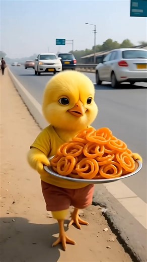 चूज़ा जलेबी को लेकर भागता है #shors #viral #ai