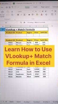 VLOOKUP+MATCH Formula in Excel #vlookup #match #excelformula #exceltips #viral