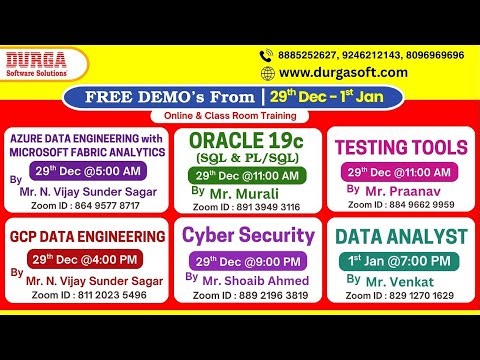 New Batches in Online & Class Room Training @ DURGASOFT