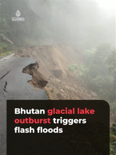 A glacial lake outburst in northern Bhutan has triggered flash flooding, sweeping away a popular hot spring complex and forcing evacuations. India’s Assam and West Bengal have issued flood alerts.