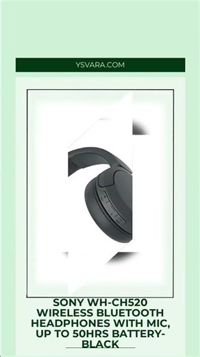 Sony WH-CH520 Wireless Bluetooth Headphones with Mic, Up to 50Hrs Battery-Black