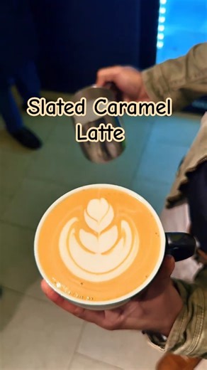 Salted Caramel Latte ☕ Tulip Art | Satisfying Coffee Art #Shorts