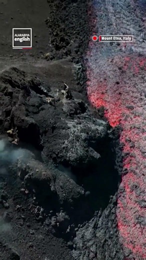 Aerial View of Latest Eruption of Sicily's Mount Etna
