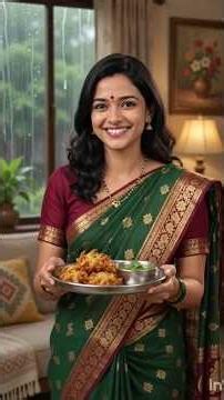 🌧️ असा पाऊस आणि गरमागरम कांदा भजी स्वर्गसुख! 😍☕ #shorts #ai #cooking #recipe #मराठी #food