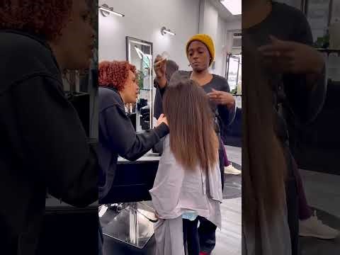 Silk press is done. Summer is excited to show everyone at home. Their reactions are priceless