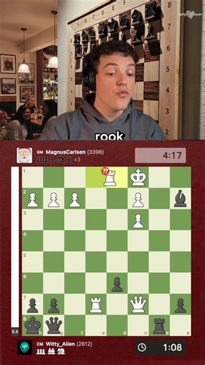 Watch as Witty Alien surprises Magnus Carlsen in an intense game! Despite being behind, Witty seizes an opportunity to checkmate Magnus. What a thrilling chess moment! Discuss your thoughts on this match! #Chess #MagnusCarlsen #WittyAlien #ChessMoves #Checkmate