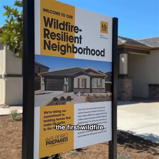 📍 Escondido, California Discover Dixon Trail, the nation’s first new-home community that meets the home- and neighborhood-level wildfire resilience standards developed by the Insurance Institute for Business & Home Safety - IBHS. Utilizing fire-resistant building materials, methods and features, KB Home’s Dixon Trail is designed to IBHS’s highest level of protection against direct flame contact, radiant heat and embers, which helps to meaningfully reduce the likelihood of wildfire spread. #KBHo