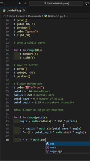 Here is how you can create such a fascinating flower with code🌺🌺