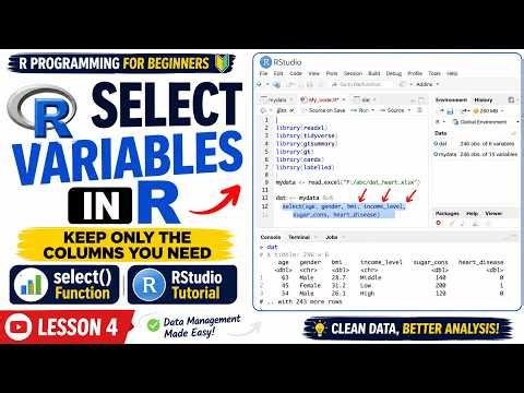 Select and Keep Variables in R | Data Management in RStudio