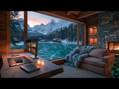 Calm Ambient Productivity Beats | Cozy Winter Deep Work & Maximum Focus Music In A Snowy Lake Cabin