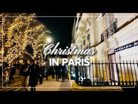 Christmas Walking Tour in Paris - France 4K : Arc de Triomphe - Champs-Élysées & Avenue Montaigne 🎄