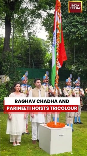 Raghav Chadha And Parineeti Hoists Tricolour #raghavchadha #parineetichopra #independenceday