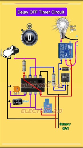 Delay OFF Timer Circuit using 555 Timer | Auto OFF Relay Timer #DIYElectronics #Project #diy | Electric 2.0