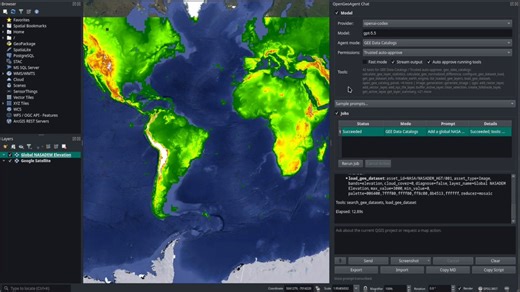I am excited to introduce OpenGeoAgent, a powerful open-source multimodal AI agent for automated geospatial analysis and visualization!It supports QGIS, Jupyter notebook, and Python scripting. In this tutorial, you’ll learn how to automate GIS workflows using natural language, generate maps, analyze satellite data, and even run complex hydrological models.You can even interact with the agent using voice commands (no typing needed).Video: https://t.co/mJ0ort5dzbGitHub: https://t.co/WgiWV1wGMSQGIS