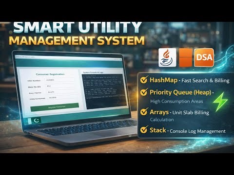 Smart Utility Management System | Java DSA 3rd Semester Project | Electricity Billing