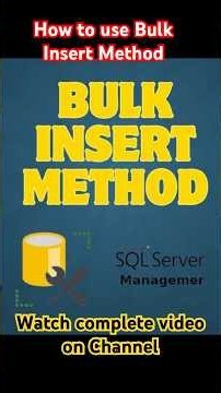 BULK INSERT METHOD | Import Data in SQL Server #sql #sqlserver #sqltips #shorts #youtubeshorts