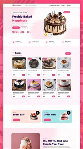 How to Create Responsive Cake Shop Website Using HTML CSS & JavaScript | Bakery Website Template
