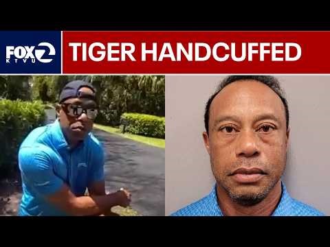 Bodycam footage shows Tiger Woods handcuffed after crash