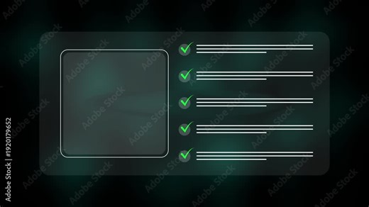 Digital Task Progress Interface: 4K Animation of a Modern UI Checklist with Loading Bars, Green Checkmarks, and Data Processing Icons for Project Management and Software Development Concepts.