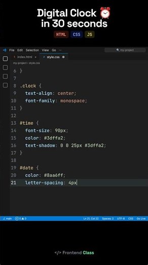 Build a Digital Clock using HTML CSS JavaScript ⏰ #javascript #coding