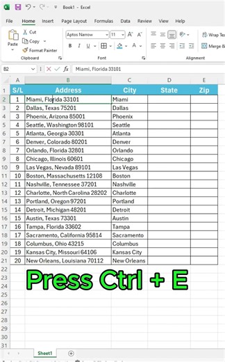 How to Split Text in Excel Instantly Using Flash Fill ⚡