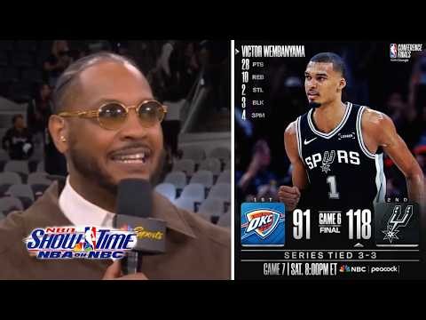 NBA Showtime | "Spurs in 7!" - Carmelo Anthony on Wemby 28 Pts to dominate Thunder 118-91 in Game 6