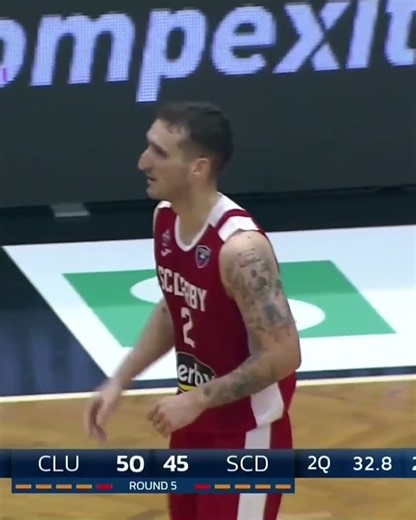 Jordano sinks in a tough 3-pointer (U-BT Cluj-Napoca – SC Derby, 23.10.2026)