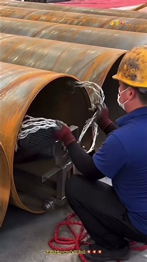 Too strong to clearing rust inside metal pipe with wire engine machine
