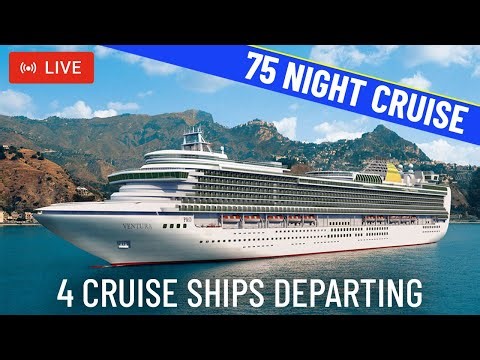 SHIPS TV - 75 Night Cruise with Firewworks - 4 Cruise Ship Departing Port of Southampton (LIVE)