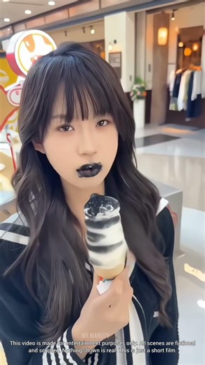 Black ice cream made fun of the girl