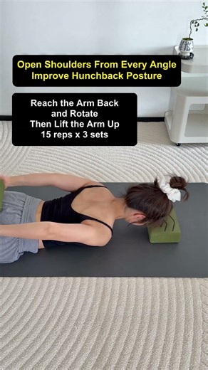 Open Your Shoulders From Every Angle | Improve Hunchback Posture #yogablocks #homeworkout #shorts