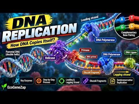 🧬 DNA Replication Explained | Mechanism, Enzymes, Leading & Lagging Strands