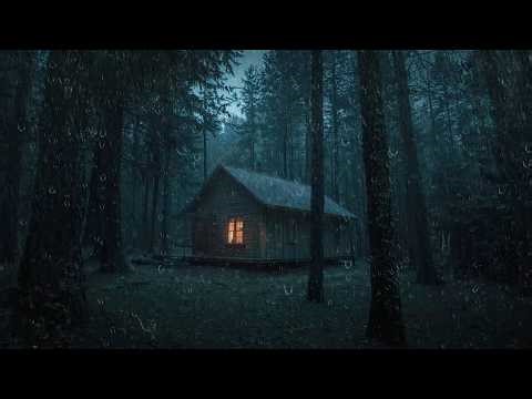 Fall Into Sleep with Rain on Tin Roof - Heavy Rain & Dense Thunder Sounds in Foggy Forest at Night